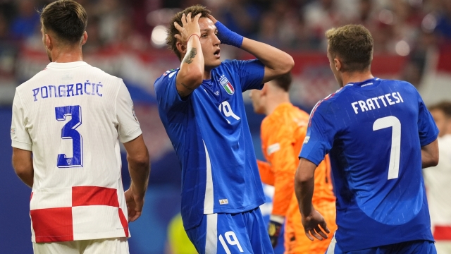 Italy's Mateo Retegui disappointment during the Euro 2024 soccer match between Croatia and Italy at the Leipzig stadium, Lipsia, Germany - Monday 24, June, 2024. Sport - Soccer. (Photo by Fabio Ferrari/LaPresse)