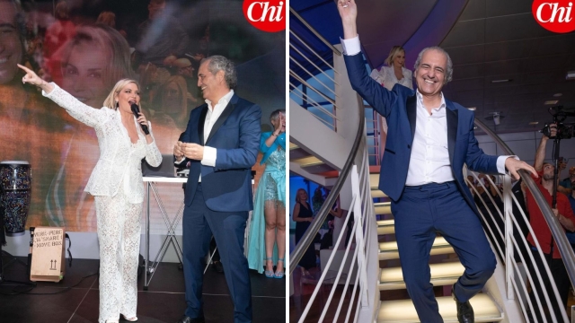Simona Ventura e Giovanni Terzi sposi il 6 luglio: la grande festa ieri sera a Milano