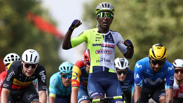 Intermarche - Wanty team's Eritrean rider Biniam Girmay cycles to the finish line to win the 3rd stage of the 111th edition of the Tour de France cycling race, 230,5 km between Piacenza and Turin, in Italy, on July 1, 2024. (Photo by Anne-Christine POUJOULAT / AFP)