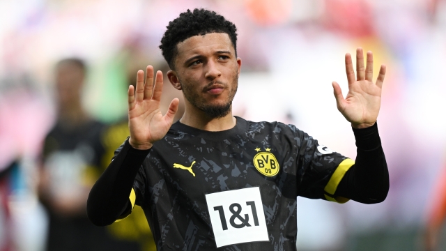 LEIPZIG, GERMANY - APRIL 27: Jadon Sancho of Borussia Dortmund acknowledges the fans after the team's defeat in the Bundesliga match between RB Leipzig and Borussia Dortmund at Red Bull Arena on April 27, 2024 in Leipzig, Germany. (Photo by Stuart Franklin/Getty Images)