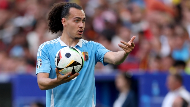 STUTTGART, GERMANY - JUNE 26: Arthur Theate of Belgium reacts during the UEFA EURO 2024 group stage match between Ukraine and Belgium at Stuttgart Arena on June 26, 2024 in Stuttgart, Germany. (Photo by Carl Recine/Getty Images)