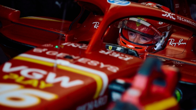 Ferrari's Monegasque driver Charles Leclerc waits to take part in the third practice session ahead of the Formula One British Grand Prix at the Silverstone motor racing circuit in Silverstone, central England, on July 6, 2024. (Photo by Benjamin CREMEL / AFP)