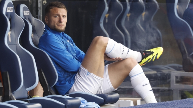 LazioÂ?s Ciro Immobile sits on the bench during the Italian Serie A soccer match between Lazio and Juventus at the Olimpico stadium in Rome, Italy, 30 March 2024. ANSA/FABIO FRUSTACI