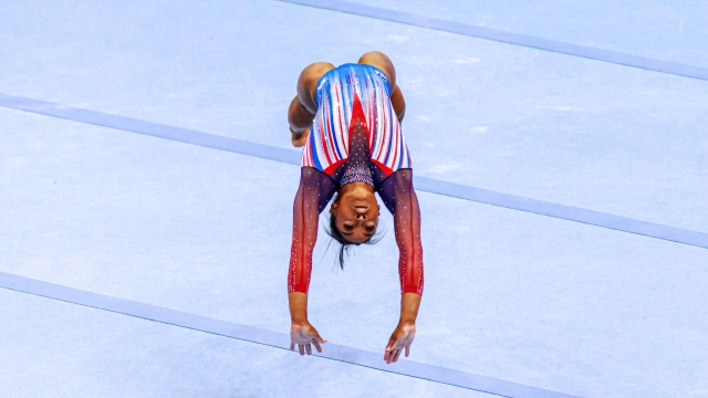US gymnast Simone Biles competes in the floor exercise during the Women's Day Four of 2024 US Olympic Gymnastics Trials at the Target Center in Minneapolis, Minnesota, on June 30, 2024. (Photo by Kerem YUCEL / AFP)