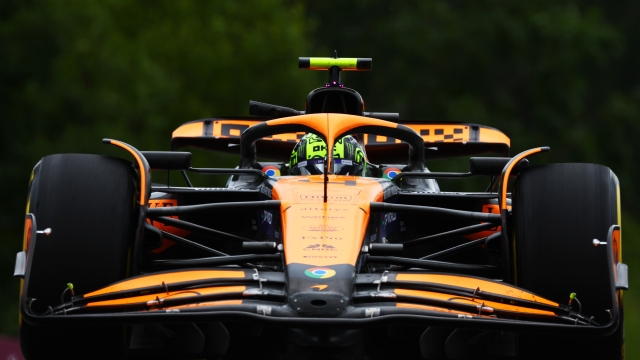 SPA, BELGIUM - JULY 26: Lando Norris of Great Britain driving the (4) McLaren MCL38 Mercedes on track during practice ahead of the F1 Grand Prix of Belgium at Circuit de Spa-Francorchamps on July 26, 2024 in Spa, Belgium. (Photo by Mark Thompson/Getty Images)