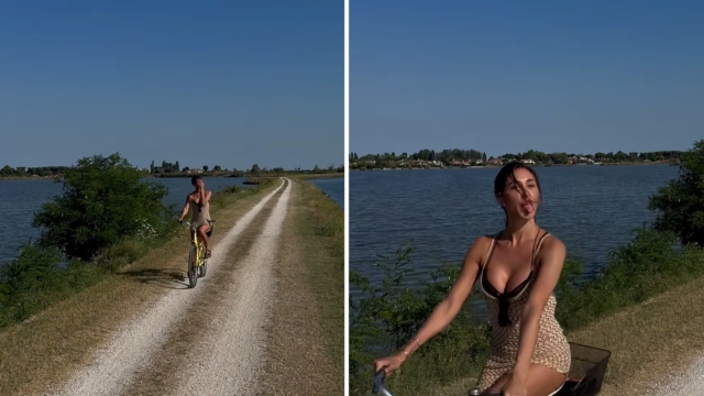 Belen Rodriguez in bici