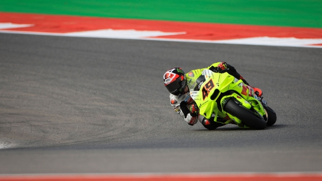 Ducati Italian rider Fabio Di Giannantonio competes during the MotoGP qualifying session of the Portuguese Grand Prix at the Algarve International Circuit in Portimao on March 23, 2024. (Photo by PATRICIA DE MELO MOREIRA / AFP)