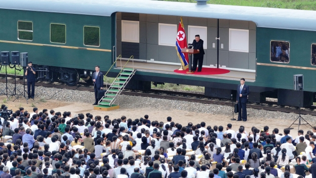 TOPSHOT - This picture taken between August 8 and 9, 2024 and released from North Korea's official Korean Central News Agency (KCNA) on August 10, 2024 shows North Korean leader Kim Jong Un visiting the flood-hit area in Uiju County of North Phyongan Province. (Photo by KCNA VIA KNS / AFP) / South Korea OUT / ---EDITORS NOTE--- RESTRICTED TO EDITORIAL USE - MANDATORY CREDIT "AFP PHOTO/KCNA VIA KNS" - NO MARKETING NO ADVERTISING CAMPAIGNS - DISTRIBUTED AS A SERVICE TO CLIENTS / THIS PICTURE WAS MADE AVAILABLE BY A THIRD PARTY. AFP CAN NOT INDEPENDENTLY VERIFY THE AUTHENTICITY, LOCATION, DATE AND CONTENT OF THIS IMAGE --- /