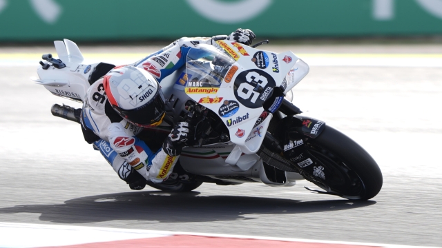 Marc Marquez of Spain and Gresini Racing MotoGP warming up on track prior the Race of the Red Bull MotoGP Of San Marino e della Riviera di Rimini at Marco Simoncelli Circuit on September 8 2024 in Misano Adriatico, Italy. ANSA/DANILO DI GIOVANNI