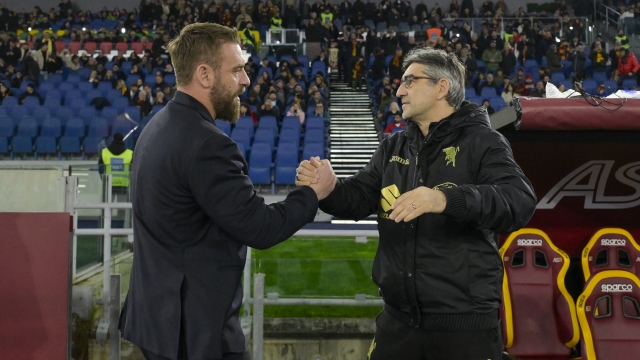 Foto Fabrizio Corradetti/LaPresse 26 Febbraio 2024 Roma, Italia - AS Roma vs Torino FC - Campionato italiano di calcio Serie A TIM 2023/2024 - Stadio Olimpico. Nella foto: Daniele De Rossi coach of AS Roma; Ivan Juric head coach Torino FC  February 26, 2024 Rome, Italy - AS Roma vs Torino FC - Italian Serie A Football Championship 2023/2024 - Olympic Stadium. In the photo: Daniele De Rossi coach of AS Roma; Ivan Juric head coach Torino FC