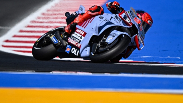 Ducati Spanish rider Marc Marquez rides during the qualifying session of the San Marino MotoGP Grand Prix at the Misano World Circuit Marco-Simoncelli in Misano Adriatico on September 7, 2024. (Photo by GABRIEL BOUYS / AFP)