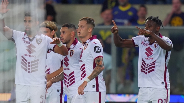 Torino?s Duvan Zapata   celebrates after scoring 1-2   during the Serie A soccer match between Hellas Verona and Torino at the Bentegodi Stadium in Verona , north Italy - Friday , September 20 2024. Sport - Soccer . (Photo by Spada/LaPresse)