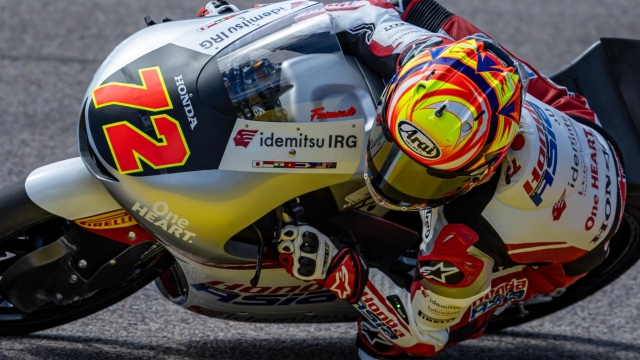 epa11462307 Honda Team Asia rider Taiyo Furusato of Japan in action during the Moto3 Qualifying for the Motorcycling Grand Prix of Germany, at the Sachsenring racetrack in Hohenstein-Ernstthal, Germany, 06 July 2024. The 2024 Motorcycling Grand Prix of Germany is held on the Sachsenring racetrack on 07 July.  EPA/MARTIN DIVISEK