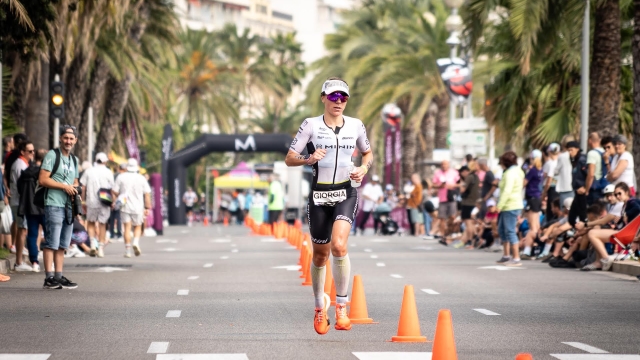 Priarone durante la maratona sulla Promenade Des Anglais