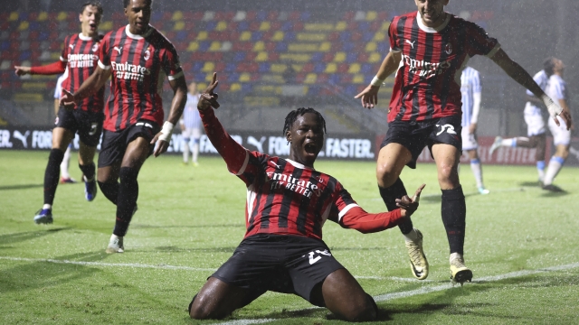 SOLBIATE ARNO, ITALY - SEPTEMBER 26: Chaka Traore' of Milan Futuro celebrates after scoring the his team's second goal during the Serie C match between Milan Futuro and Spal at Stadio Felice Chinetti on September 26, 2024 in Solbiate Arno, Italy. (Photo by Giuseppe Cottini/AC Milan via Getty Images)