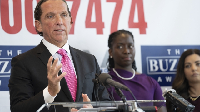 Houston lawyer Tony Buzbee holds a news conference at his office announcing that he's representing 120 accusers who have come forward with sexual misconduct allegations against Sean ?Diddy? Combs, the hip-hop mogul who is awaiting trial on sex trafficking charges, Tuesday, Oct. 1, 2024, in Houston. (Elizabeth Conley/Houston Chronicle via AP)