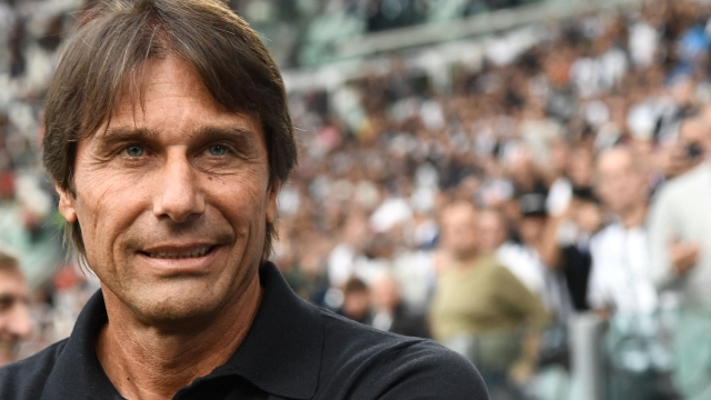 Napoli's Italian head coach Antonio Conte looks on ahead of an Italian Serie A football match between Juventus and Napoli at the Allianz Stadium in Turin, on September 21, 2024. (Photo by Isabella BONOTTO / AFP)