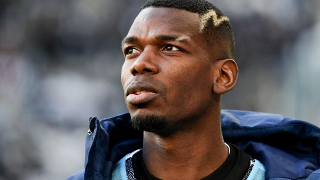 (FILES) Juventus' French midfielder Paul Pogba looks on prior to the Italian Serie A football match between Juventus and Monza at the Juventus Stadium in Turin on January 29, 2023. Juventus and France midfielder Paul Pogba's counter-expertise test has turned in positive on October 6, 2023, after the player was priorly provisionally suspended after a doping control that detected the banned substance testosterone. (Photo by Isabella BONOTTO / AFP)