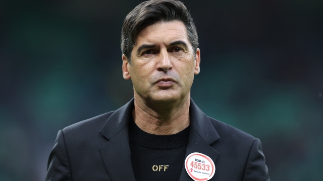   Head coach of AC Milan Paulo Fonseca arrives before the Serie A match between Milan and Udinese at Stadio Giuseppe Meazza on October 19, 2024 in Milan, Italy. (Photo by Claudio Villa/AC Milan via Getty Images)