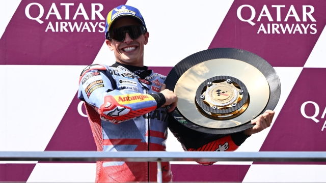 epa11670028 Marc Marquez of Spain for Gresini Racing celebrates winning the MotoGP race as part of the Australian Motorcycle Grand Prix at the Phillip Island Grand Prix Circuit in Phillip Island, Australia, 20 October 2024.  EPA/JOEL CARRETT AUSTRALIA AND NEW ZEALAND OUT