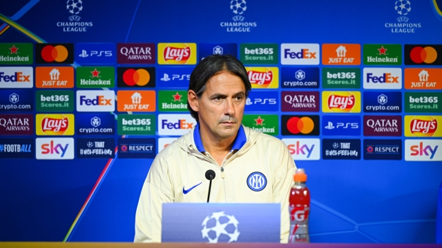 COMO, ITALY - SEPTEMBER 30: Head Coach Simone Inzaghi of FC Internazionale speaks to the media during the UEFA Champions League 2024/25 League Press Conference Phase MD2 at BPER Training Centre at Appiano Gentile on September 30, 2024 in Como, Italy. (Photo by Mattia Pistoia - Inter/Inter via Getty Images)