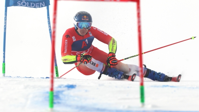 SOELDEN, AUSTRIA - OCTOBER 29: Marco Odermatt of Switzerland competes in the 1st run of the Men's Giant Slalom during the Audi FIS Alpine Ski World Cup at Rettenbachferner on October 29, 2023 in Soelden, Austria. (Photo by Alexander Hassenstein/Getty Images)