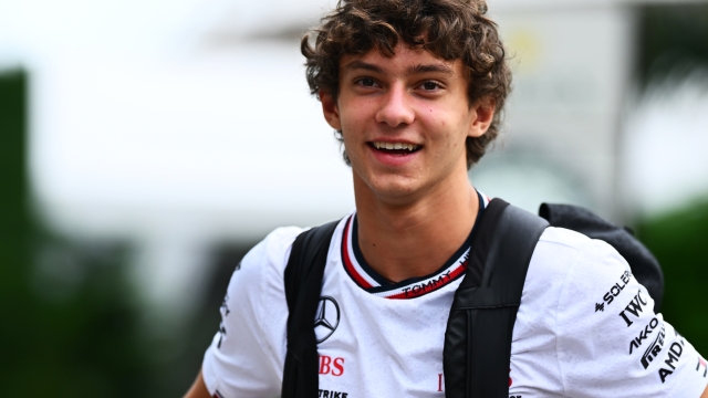 SINGAPORE, SINGAPORE - SEPTEMBER 20: Andrea Kimi Antonelli of Italy and Mercedes walks in the Paddock prior to practice ahead of the F1 Grand Prix of Singapore at Marina Bay Street Circuit on September 20, 2024 in Singapore, Singapore. (Photo by Clive Mason/Getty Images)