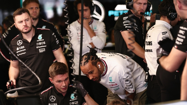 MEXICO CITY, MEXICO - OCTOBER 25: Lewis Hamilton of Great Britain and Mercedes looks on in the garage during practice ahead of the F1 Grand Prix of Mexico at Autodromo Hermanos Rodriguez on October 25, 2024 in Mexico City, Mexico. (Photo by Jared C. Tilton/Getty Images)