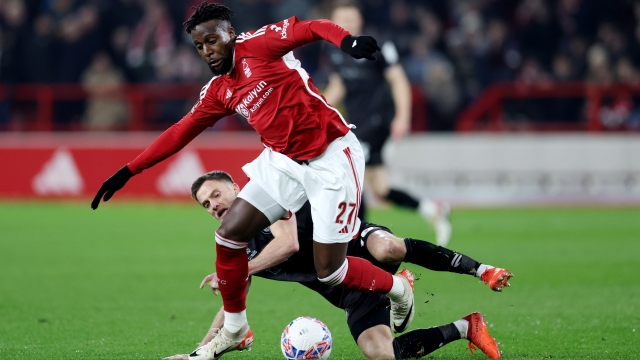 NOTTINGHAM, ENGLAND - FEBRUARY 07: Divock Origi of Nottingham Forest is challenged by Andy King of Bristol City during the Emirates FA Cup Fourth Round Replay match between Nottingham Forest and Bristol City at the City Ground on February 07, 2024 in Nottingham, England. (Photo by Clive Brunskill/Getty Images)