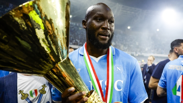 Romelu Lukaku of SSC Napoli during the Serie A soccer match between Napoli and Cagliari at the Diego Armando Maradona Stadium in Naples, southern italy -Friday , May 23 , 2025. Sport - Soccer . (Photo by Antonio Balasco/LaPresse)