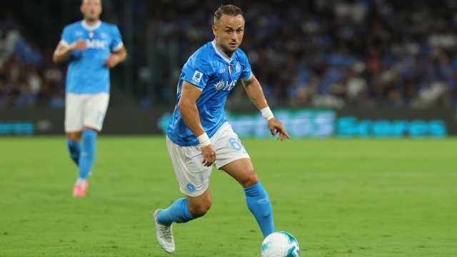 Napoli?s Stanislav Lobotka during the Serie A soccer match between Napoli and Cagliari  at the Diego Armando Maradona Stadium in Naples, southern italy - Saturday , August 30 , 2025. Sport - Soccer .  (Photo by Alessandro Garofalo/LaPresse)