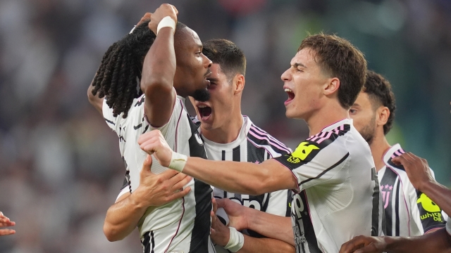 Juventus' Khephren Thuram celebrates after scoring 3-3 during the Serie A soccer match between Juventus and Inter at the Allianz Stadium in Turin , north Italy - Saturday , September 13 , 2025. Sport - Soccer . (Photo by Spada/LaPresse)