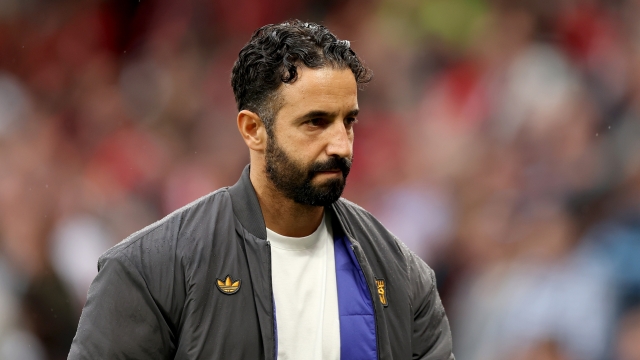  Ruben Amorim, Manager of Manchester United, looks on during the Premier League match between Manchester United and Burnley at Old Trafford on August 30, 2025 in Manchester, England. (Photo by Jan Kruger/Getty Images)