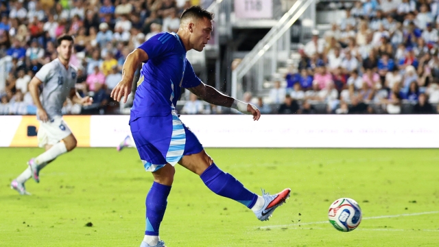 Lautaro Martínez of Argentina shoots during the International Friendly match between Puerto Rico and Argentina at Chase Stadium on October 14, 2025 in Fort Lauderdale, Florida. Carmen Mandato/Getty Images/AFP (Photo by Carmen Mandato / GETTY IMAGES NORTH AMERICA / Getty Images via AFP)