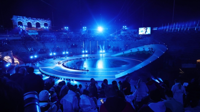 epa12769603 A general view of Verona Arena ahead of the Closing Ceremony of the Milano Cortina 2026 Winter Olympic Games, in Verona, Italy, 22 February 2026.  EPA/TERESA SUAREZ
