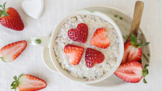 Love heart porridge oatmeal breakfast, fun valentines breakfast
