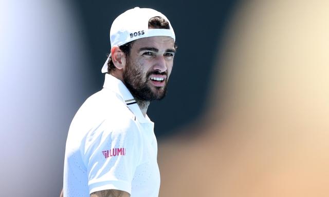MELBOURNE, AUSTRALIA - JANUARY 09: Matteo Berrettini looks on during a training session ahead of the 2024 Australian Open at Melbourne Park on January 09, 2024 in Melbourne, Australia. (Photo by Kelly Defina/Getty Images)