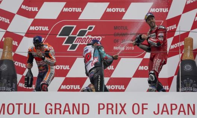 Il podio del GP del Giappone 2019 di MotoGP. Ap