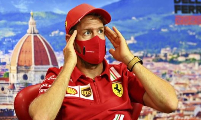 Sebastian Vettel in conferenza stampa al Mugello. Ap