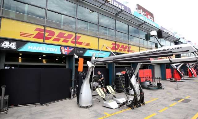 I box Mercedes nel GP di Melbourne 2020, non disputato per l’arrivo della pandemia da Covid. Getty Images