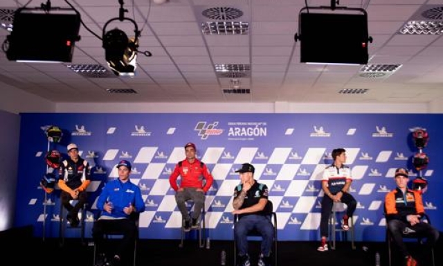 La conferenza stampa dei piloti MotoGP. Afp
