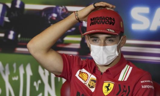Charles Leclerc in conferenza stampa a Jeddah. Epa