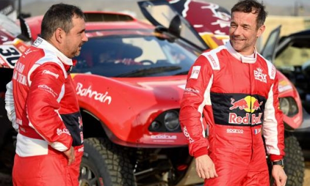 Da sinistra Daniel Elena e Sebastien Loeb alla Dakar 2021. Afp