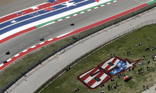 MotoGP in azione sulla pista di Austin, in Texas. Ap