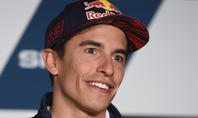 Repsol Honda Team's Spanish rider Marc Marquez reacts during a press conference ahead of the MotoGP race of the French motorcycling Grand Prix, in Le Mans, northwestern France, on May 12, 2022. (Photo by JEAN-FRANCOIS MONIER / AFP)