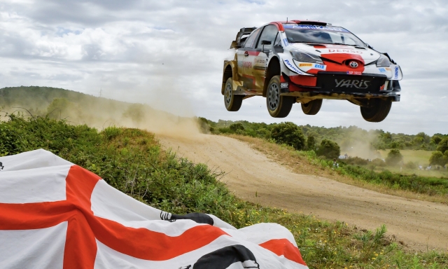 Ogierin occasione del Rally Italia Sardegna vinto nel 2021.Toyota Gazoo Racing