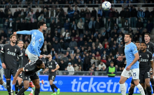 SS Lazio's Taty Castellanos (C) scores the 1-0 goal during the Italian Cup semifinal 2nd leg soccer match between SS Lazio and Juventus FC at the Olimpico stadium in Rome, Italy, 23 April 2024.  ANSA/ETTORE FERRARI