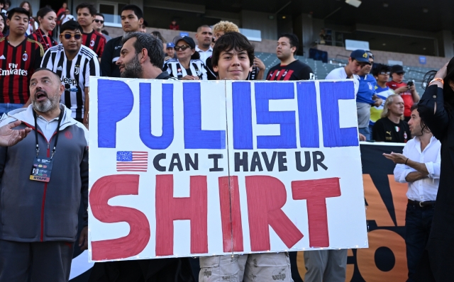 CARSON, CALIFORNIA - JULY 27: AC Milan fans show their support during the Pre-Season Friendly match between Juventus and AC Milan at Dignity Health Sports Park on July 27, 2023 in Carson, California. (Photo by Claudio Villa/AC Milan via Getty Images)