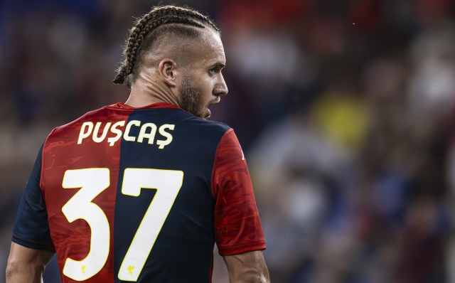 STADIO LUIGI FERRARIS, GENOA, ITALY - 2023/07/29: George Puscas of Genoa CFC looks on during the pre-season friendly football match between Genoa CFC and AS Monaco. Genoa CFC won 1-0 over AS Monaco. (Photo by Nicolò Campo/LightRocket via Getty Images)