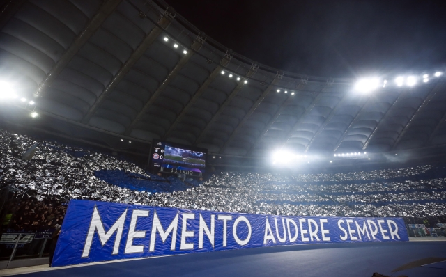 Lazio's supporters during the UEFA Champions League round of 16 first leg soccer match SS Lazio vs FC Bayern Munich at Olimpico stadium in Rome, Italy, 14 February 2024. ANSA/ANGELO CARCONI